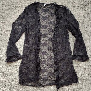 Black lace ruffle cardigan